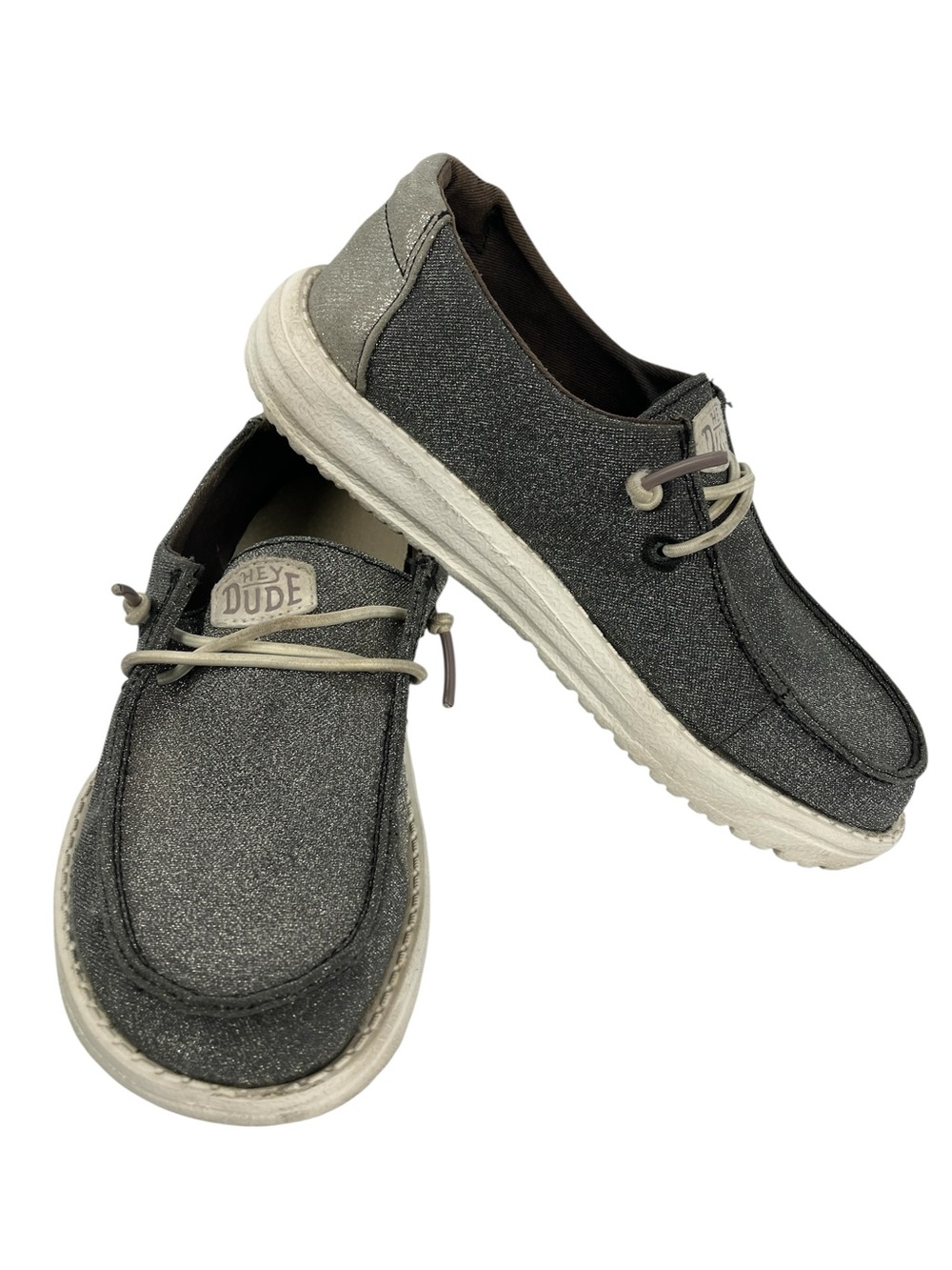 Hey Dude Kids Size 13 Wendy Slip On Shoes Metallic Sparkle Charcoal New Insoles